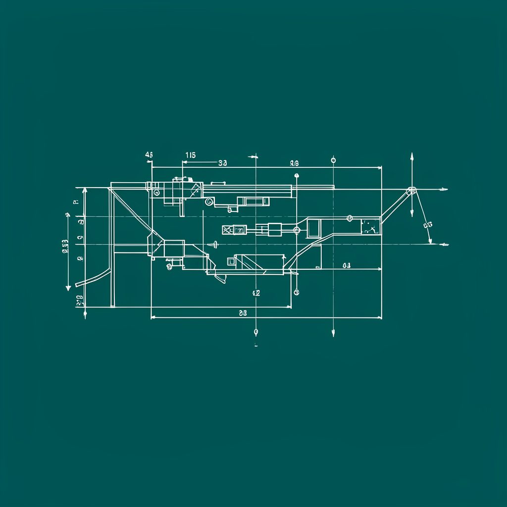 A blueprint-style composition of a film clapperboard and news ticker, suggesting entertainment updates, in muted teal and cream.
